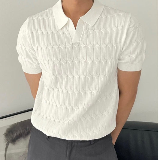 Textured Knit Polo Shirt