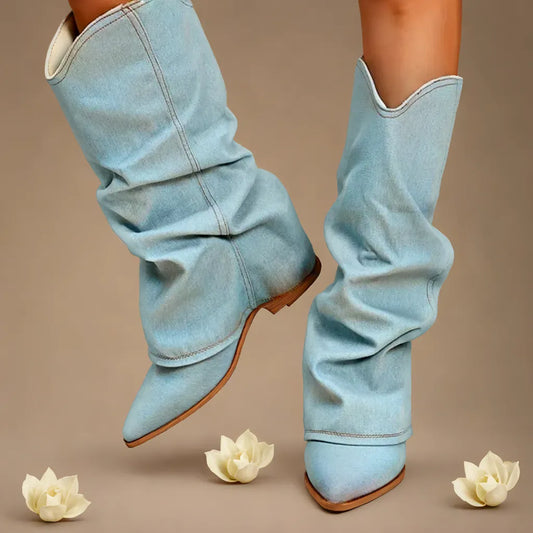 Marion - Denim Knielaarzen